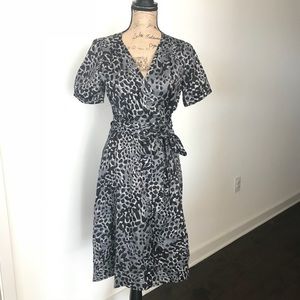Banana Republic Wrap Dress, Size 8, Grey & Black